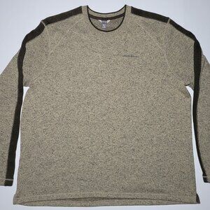 Eddie Bauer Mens Army Green Beige Speckled Pattern Long Sleeve Pullover Size 2XL